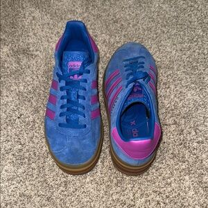 Adidas Platform Gazelle Blue and Pink Sneakers with Suede Finish
